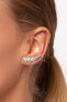 Playful longitudinal silver earrings with zircons EA81W