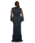 ფოტო #3 პროდუქტის Women's Plus Size V Neck Embellished Flutter Tiered Long Sleeve Gown