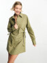 COLLUSION cut out shirt dress in khaki