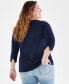 ფოტო #3 პროდუქტის Plus Size Pima Cotton 3/4-Sleeve Top, Created for Macy's
