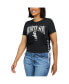 ფოტო #4 პროდუქტის Women's Black Chicago White Sox Side Lace-Up Cropped T-shirt