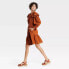 Women's Ruffle Long Sleeve Ruffle Dress - Universal Thread™ rust Size Small