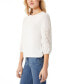 ფოტო #3 პროდუქტის Petite Eyelet Blouson-Sleeve Crewneck Top