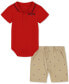 Baby Boys Tipped Polo Bodysuit & Printed Twill Shorts, 2 Piece Set