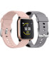 ფოტო #1 პროდუქტის Unisex Fitness Tracker Blush Silicone Band Smartwatch with Gray Interchangeable Straps, 44mm