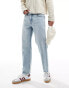 Bershka straight vintage jean in light blue