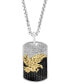ფოტო #3 პროდუქტის EFFY® Men's Black Spinel Eagle Dog Tag 22" Pendant Necklace (1-5/8 ct. t.w.) in Sterling Silver & Gold-Plate
