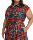 Фото #5 товара Plus Size Printed Cap-Sleeve Shirtdress