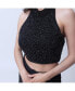 ფოტო #3 პროდუქტის Women's Black Hand Emroidered Cutdana Crop Top and Drape Skirt Set