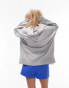 Фото #3 товара Topshop premium oversized hoodie in grey marl