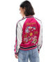 Superdry Suikajan embroidered bomber jacket in bright pink Розовый, 36 - фото #4