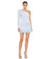 ფოტო #4 პროდუქტის Women's Ieena Feather Trim One Shoulder Draped Mini Dress