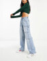 River Island wide leg cargo jean in medium denim