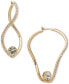 Фото #1 товара Gold-Tone Crystal Wavy Hoop Earrings, 1-1/2"