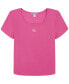 Big Girls Square-Neck Embroidered-Logo Ribbed Baby T-Shirt