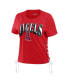 ფოტო #4 პროდუქტის Women's Red Los Angeles Angels Side Lace-Up Cropped T-shirt