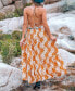 Women's Burnt Orange Boho Sleeveless Plunging Maxi Beach Dress