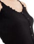 Pieces lettuce hem cami top in black