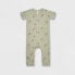 Фото #1 товара Q by Quincy Mae Baby Girls' Ribbed Palms Short Sleeve Romper - Sage - Pick size