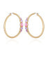 ფოტო #1 პროდუქტის Gold-Tone Lilac Violet Glass Stone Hoop Earrings