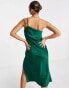 Фото #2 товара ASOS DESIGN – Satin-Midikleid in Tannengrün mit One-Shoulder-Träger