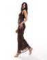 Фото #1 товара ASOS DESIGN mesh high neck sleeveless maxi dress in faded snake print