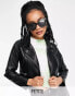 Фото #3 товара Miss Selfridge Petite faux leather biker jacket in black