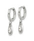 ფოტო #2 პროდუქტის Stainless Steel Polished Crystal Dangle Hoop Earrings