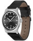 Men's Candor Quartz Basic Calendar Black Leather Watch 41mm