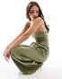 Фото #2 товара Pretty Lavish strapless jumpsuit with pockets in moss green