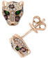 Signature by EFFY® Diamond (1/3 ct. t.w.) & Tsavorite Accent Panther Stud Earrings in 14k Rose Gold