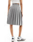 ASOS DESIGN knee length pleated midi skirt in grey