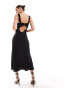 Bardot satin lace insert maxi dress in black