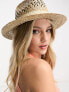 Фото #1 товара My Accessories London adjustable woven straw fedora hat in beige