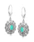 ფოტო #5 პროდუქტის Sterling Silver and Green Turquoise Gemstone Concha Lever Back Earrings