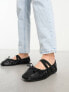 ASOS DESIGN Wide Fit Los Angeles ruched ballet with elastic strap in matte black