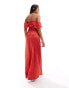 Anaya bardot satin maxi dress in red