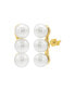 ფოტო #2 პროდუქტის 14K Gold-Plated Oversized Imitation Pearl Bar Studs Earrings