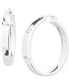 ფოტო #1 პროდუქტის Sterling Silver Medium Crystal Logo Hoop Earrings, 1.2"
