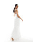 Vila bridal cowl neck textured cami maxi dress with low back in white