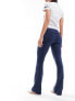 Stradivarius flare legging with fold over waist in navy