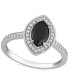 ფოტო #1 პროდუქტის Black Diamond (1 ct. t.w.) & White Diamond (1/4 ct. t.w.) Marquise-Cut Halo Engagement Ring in 14k White Gold