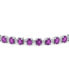 Simple Strand Alternating Natural Purple Amethyst & Zircon Tennis Bracelet For Women .925 Sterling Silver February Birthstone 7.25 Inch
