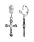 Crystal Accent Cross Clip Earrings