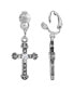 Фото #1 товара Crystal Accent Cross Clip Earrings