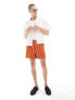 Фото #3 товара ASOS DESIGN smart linen blend stripe crop bermuda shorts in rust