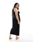 Фото #3 товара ASOS DESIGN Curve ribbed strappy square neck midaxi dress in black