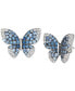 ფოტო #2 პროდუქტის Denim Ombré (1-3/4 ct. t.w.) & White Sapphire (1/2 ct. t.w.) Butterfly Stud Earrings in 14k White Gold