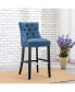 Фото #10 товара 29" Linen Fabric Tufted Buttons Upholstered Wingback Bar Stool
