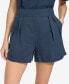 Фото #1 товара Women's Washed Linen High Rise Pull On Pleated Shorts